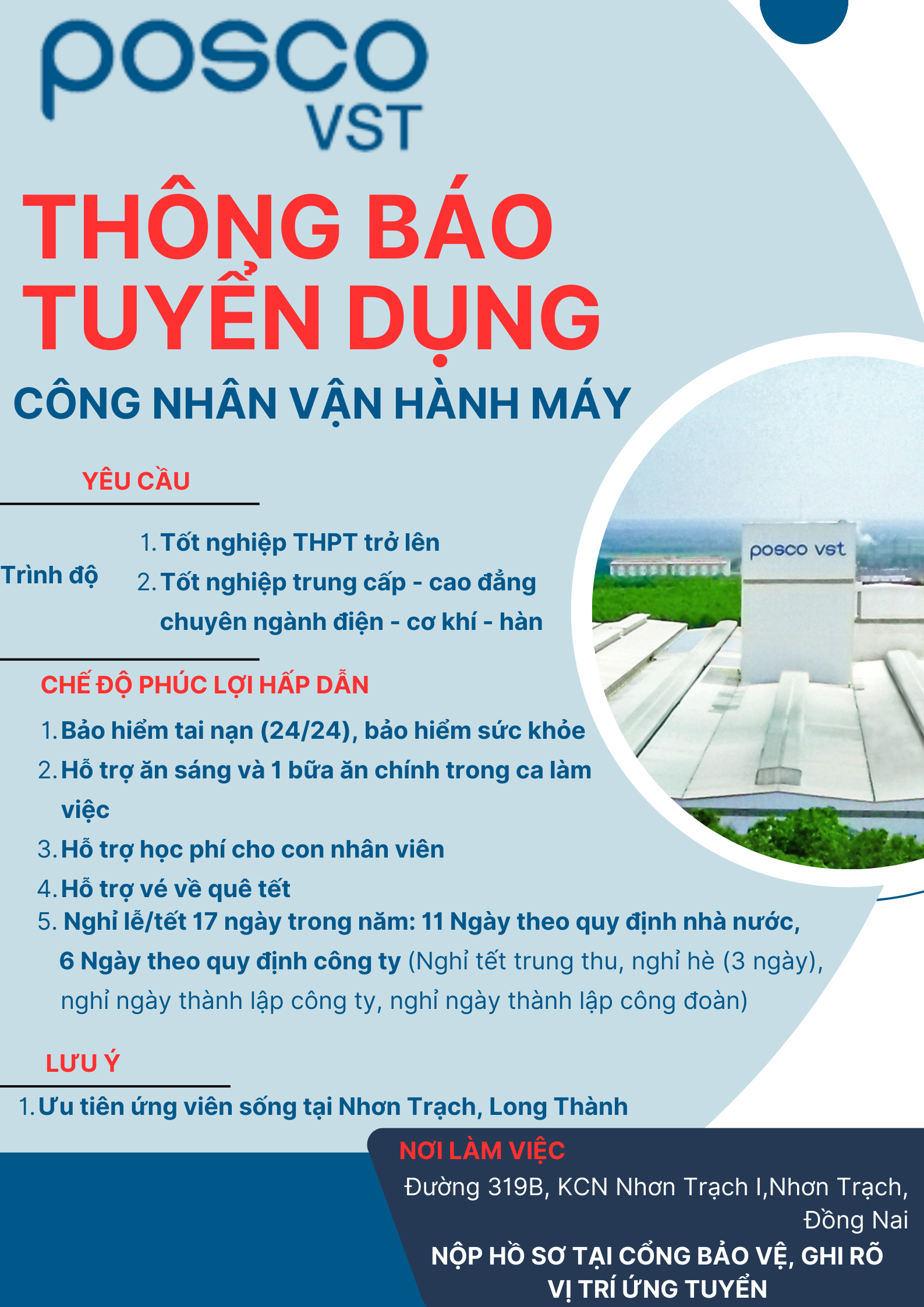CÔNG TY POSCO TUYỂN DỤNG NHÂN SỰ NHIỀU VỊ TRÍ TẠI PHÚ MỸ